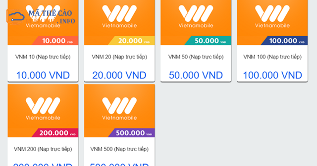 Thẻ cào điện thoại Vietnamobile miễn phí