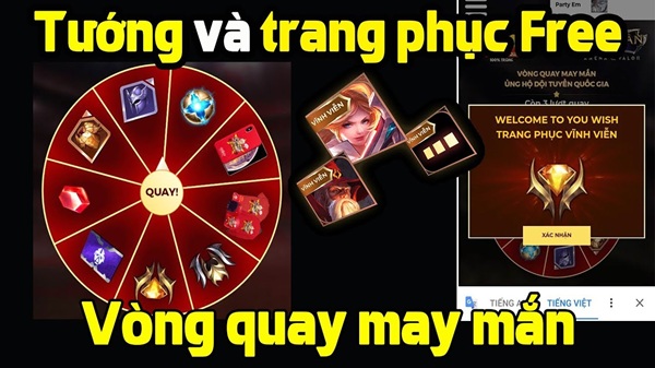Vòng quay tướng Liên Quân miễn phí - 100% Nhận được tướng free